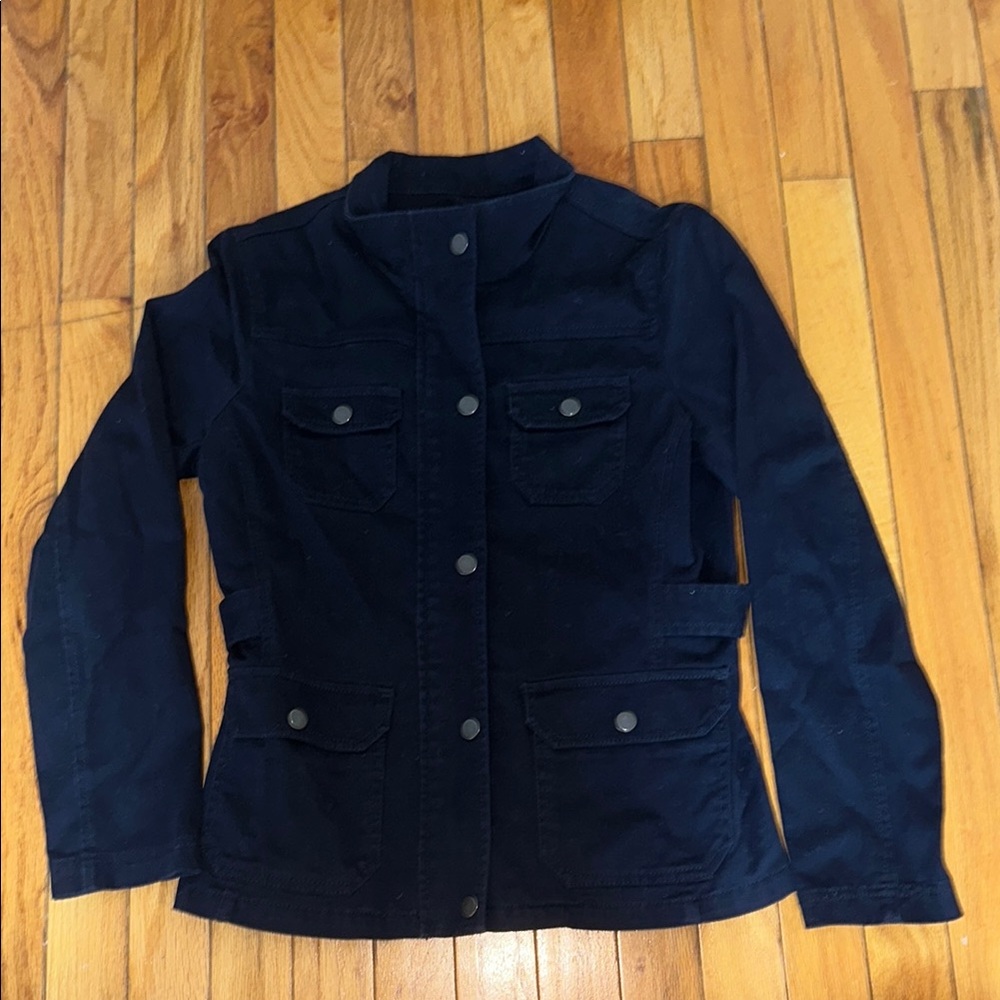 LOFT Blue Utility Jacket with Stand-Up Collar